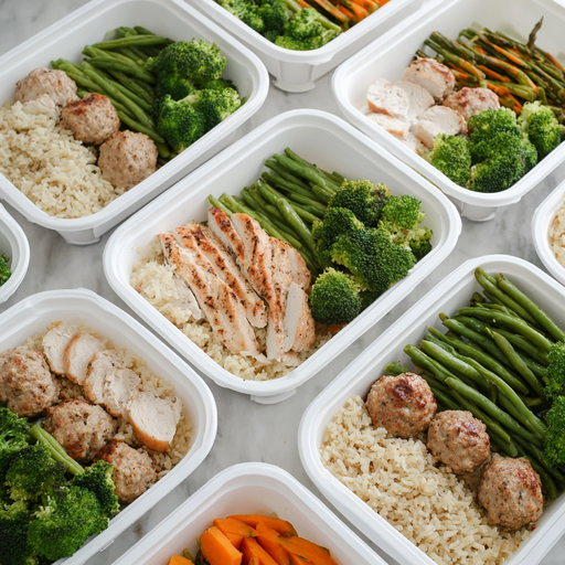 containers of meal prepped food on a table
