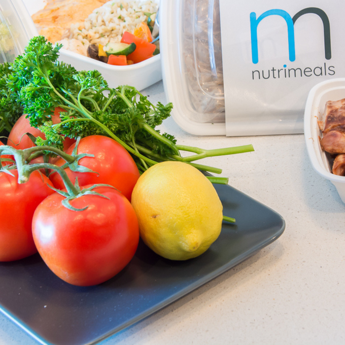 fresh fruit and vegetables on a plate