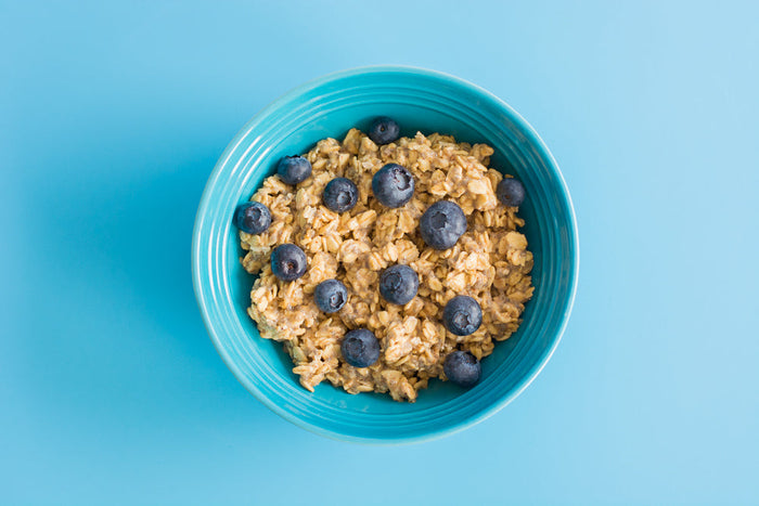 bowl of oatmeal with blueberries