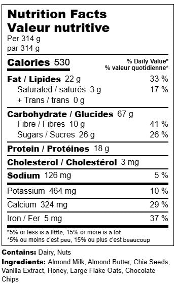 Chocolate Chip Cookie Overnight Oats