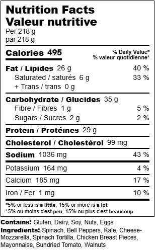 Sundried Tomato Chicken Wrap