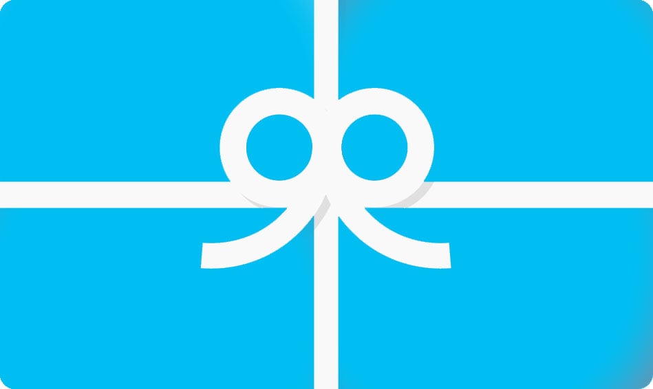 Blue Giftcard logo with white bow